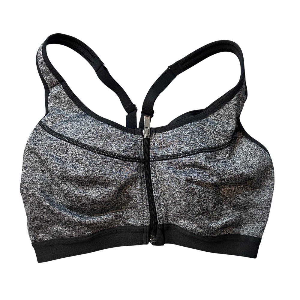 Victoria's Secret Sports Bra Women 32C Gray VSX Sport Front Zip Space Racerback